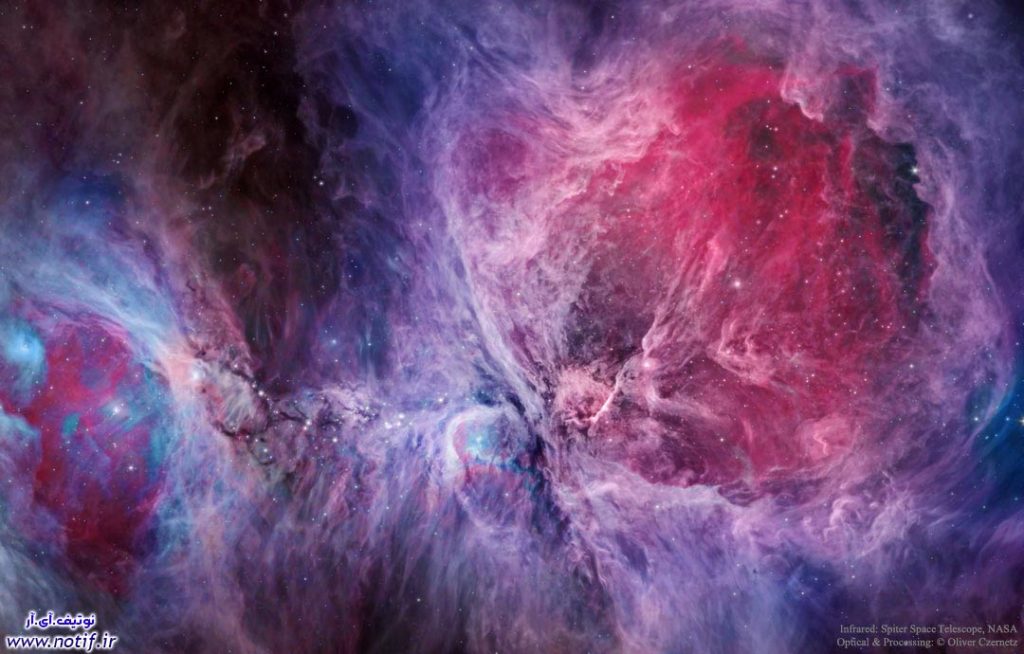 تصویر نجومی: سحابی جبار در نور مرئی و مادون قرمز